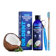 DR.DENT Coconut Oil Pulling Mouthwash – Natural Teeth Whitening & Fresh Breath – Alcohol-Free - Fluoride-Free, 237ml - Toothbrush