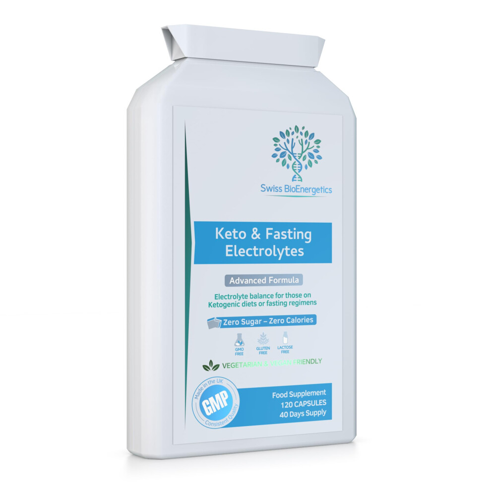 Swiss Bioenergetics Keto & Fasting Electrolytes - 120 Capsules - Advanced Rapid Rehydration Formula With A Balanced Magnesium, Sodium, Potassium & Chl