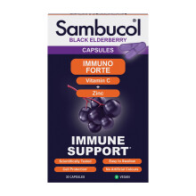 Sambucol Natural Black Elderberry Immuno Forte Capsules | Vitamin C | Zinc | Immune Support Supplement| 30 Capsules