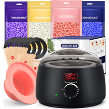 Waxing Kit-Digital Wax Warmer Machine for Hair Removal: 4 x Hard Beads Wax Pots for Sensitive Skin | Full Body, Legs, Face, Eyebrows,