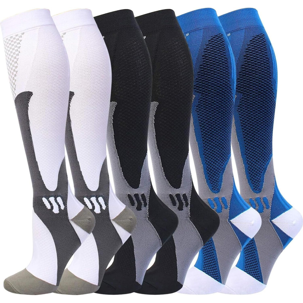 Gcbiger Compression Socks (3 Pairs) For Men Circulation 20-30 Mmhg Medical Compression Stockings Women Nursing