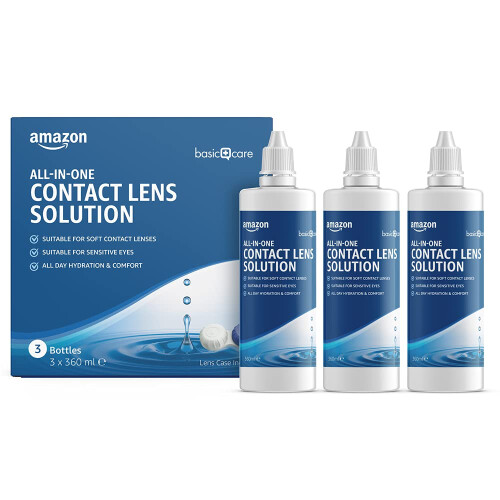 Amazon Amazon Basic Care All-In-One Solution for Soft Contact Lenses, 3 x 360ml (Pack of 2)