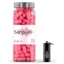 Sanquell Soft Disposable Foam Ear Plugs, 70 Pairs, SNR 38 dB Hearing Protection, Includes Aluminium Case, for Sleep, Travel, Work,