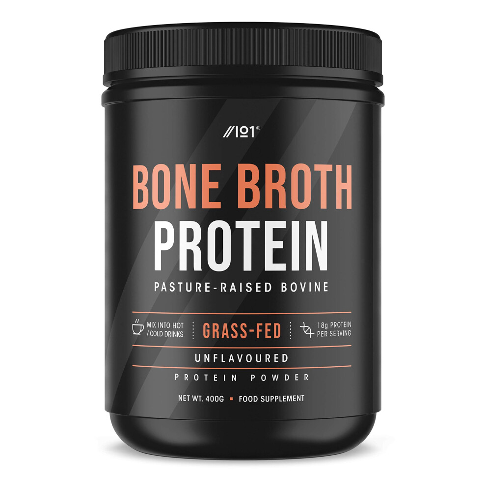 Alpha01 Bone Broth Beef Protein Powder - 400G - Unflavoured - 100% Grass-Fed & Pasture Raised Beef (20 Day Supply) By