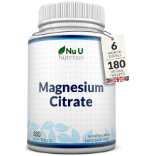Magnesium Citrate 700mg - 180 Vegan Tablets - 6 Month Supply - 200mg of Elemental Magnesium Tablets - Made in The UK - Nu U Nutrit