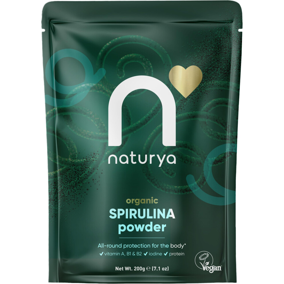 Naturya Organic Spirulina Powder 200G - Superfood Supplement For Energy, Immunity, & Detox Â 100% Natural, Nutrient-Rich With High