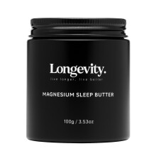 Longevity Magnesium Butter Cream for Better Sleep - 100g Vegan High-Strength with Lavender Chamomile - Fast Absorbing Muscle Relax