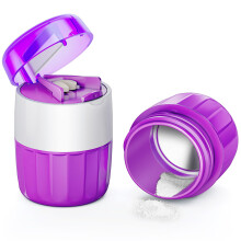 3-in-1 Pill Crusher for Tablets, Tablet Crusher Fine Powder with Stainless Steel Grinding Head, Pill Grinder with Storage Compartm