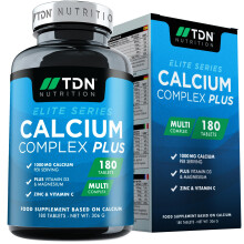 3 Months Supply - Calcium and Vitamin D - 180 Tablets - High Strength 1000mg Calcium Complex with Vitamin D3, Magnesium, Zinc and Vitamin C - Support