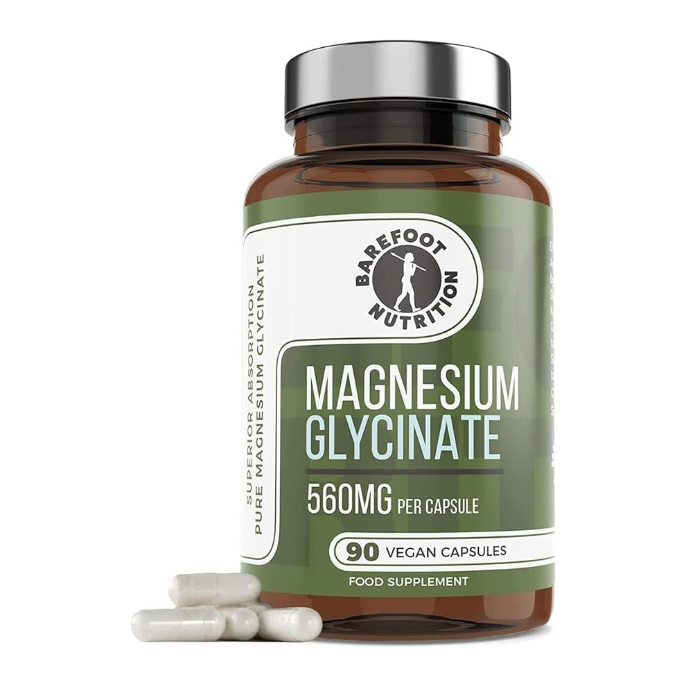 Photos - Vitamins & Minerals Barefoot Nutrition Magnesium Glycinate Supplement 560mg - 90 x 1-to-3 a Day Capsules. Pullulan Capsule - Superior Absorption