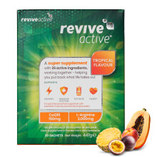 Revive Active Tropical Super Supplement - 26 Active Ingredients in 1 Daily Sachet - Vitamins C, D, K2, L-Arginine - Supports Overa