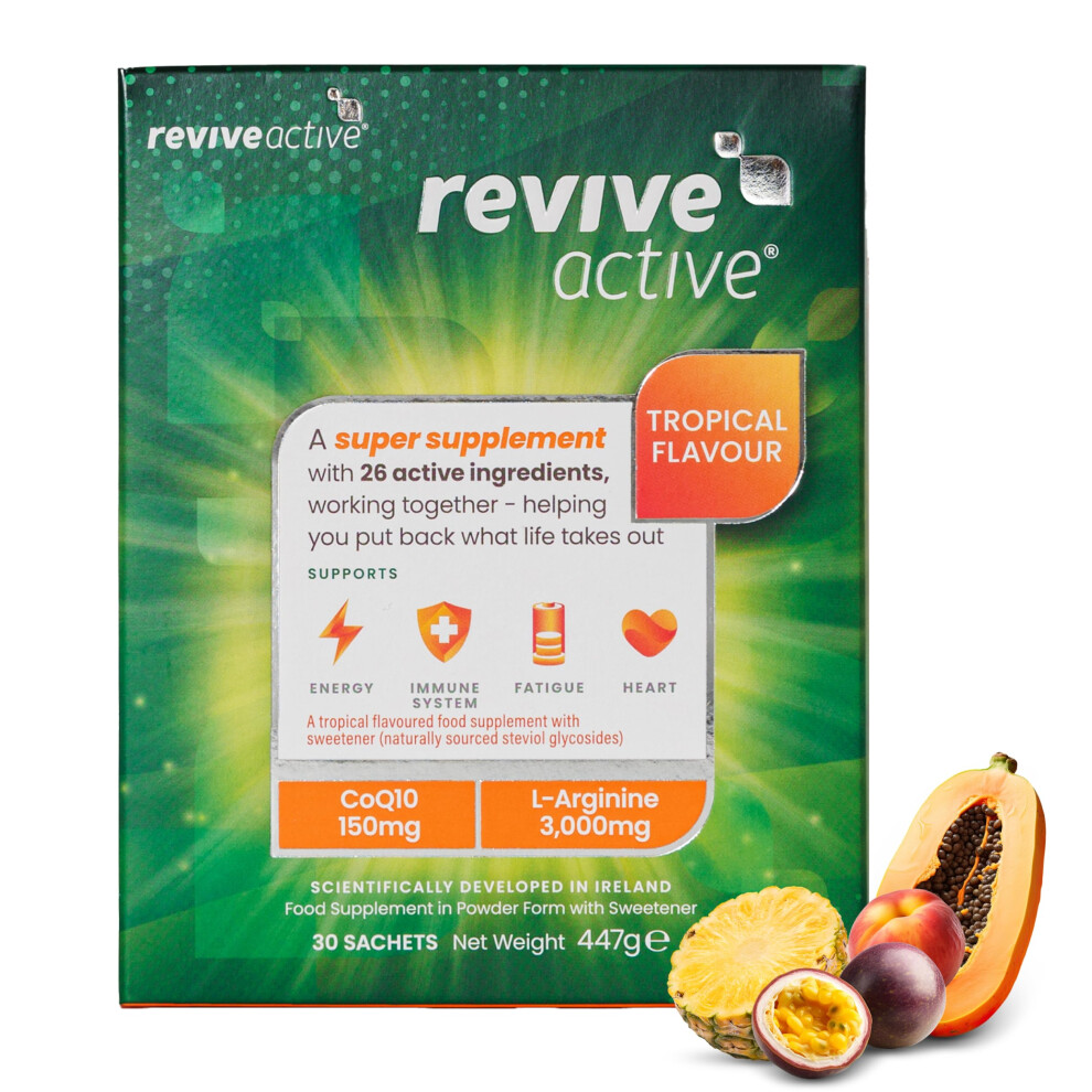 Revive Active Tropical Super Supplement - 26 Active Ingredients In 1 Daily Sachet - Vitamins C, D, K2, L-Arginine - Supports Overall Health & Immune