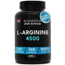 Bandini L-Arginine 360 Capsules - 4500 mg High Dosage - Caps with Pure L Arginin HCL Powder - Natural Food Supplement - No Additi