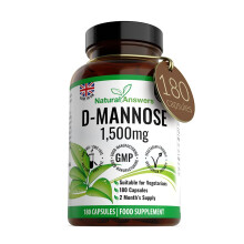 D-Mannose 180 Capsules - Max Strength 1500mg per Serving - Precision DMannose - Vegetarian Capsules not Tablets or Pills, Made in The UK (180 Count (