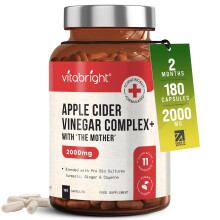 Apple Cider Vinegar with Mother 2000mg | 2 Month Supply | 180 Apple Cider Vinegar Capsules | ACV & Probiotics & Cayenne Pepper Capsules |