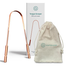 Gutology Tongue Scraper - 100% Pure Copper - Helps Support Fresher Breath - Easy to Use Tongue to Improve Oral Hygiene