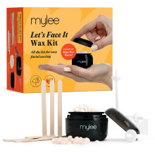 Mylee Let's Face It Wax Kit – Professional Facial Waxing Kit with Black Mini Heater, 50g Precision Face Wax Beads (Peach & Chamomi