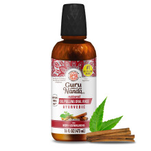 GuruNanda Cinnamon Oil Pulling Mouthwash, Promotes Calmness, with Neem & Ashwagandha for Fresh Breath & Happy Gums, Alcohol-Free,