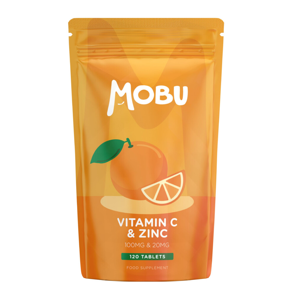 Mobu Vitamin C 100Mg And Zinc 20Mg 120 Tablets | High Strength Immune System Support | Vitamin C & Zinc Supplement | Vegan | Gmp Approv