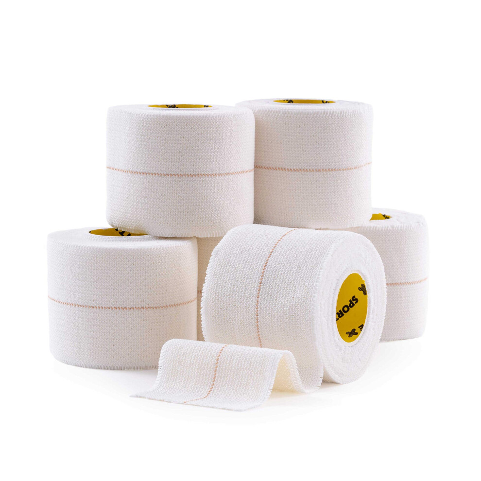 Sporttape 6 Rolls - Elastic Adhesive Bandage - 5Cm X 4.5M | Eab Fabric Strapping Tape, Rugby Strapping Adhesive Bandage Tape For W