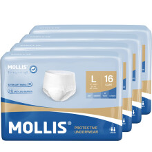 MOLLIS Incontinence Pants for Men & Women, Unisex Disposable Protective Underwear, Adult Pull Up, Maximum Absorbency, Large, 64 Co