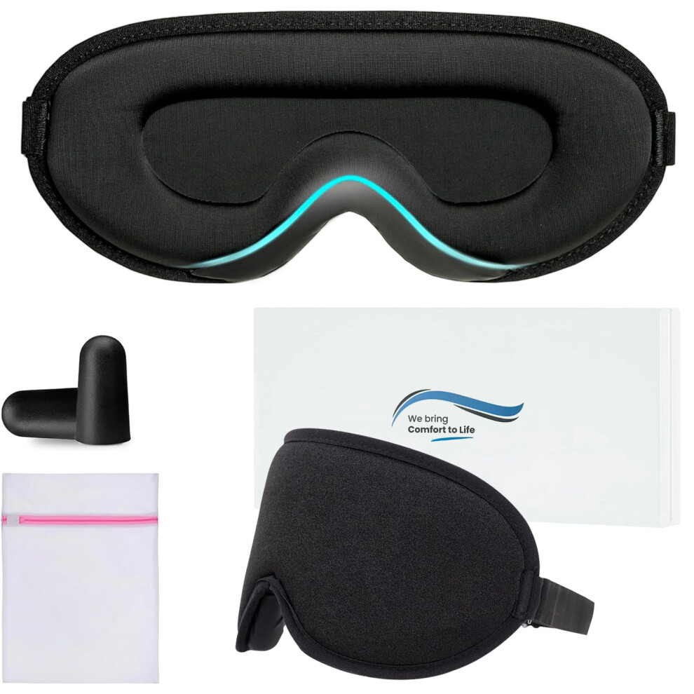 360 Relief Sleep Eye Mask - 100% Blackout, Zero Eye Pressure, Adjustable Strap - Ideal Eye Mask For Sleeping, Travel Essentials Fo