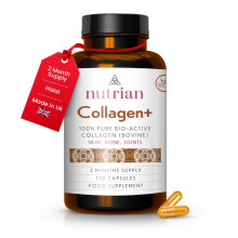 Nutrian Collagen+ | 1200mg Bio-Active Hydrolysed 100% Bovine Collagen Peptides | Grass-Fed, Halal Certified, Made in UK | Type I &