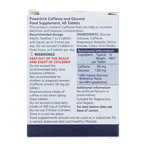 Power Kick Extra Energy Caffeine & Glucose Tablets x 40 1