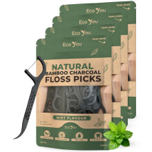 EcoYou Biodegradable Floss Picks | 200 Count (4 Pack) | Mint Flavor, Candelilla Wax | Sustainable & Reusable | Vegan & Cruelty-Fre