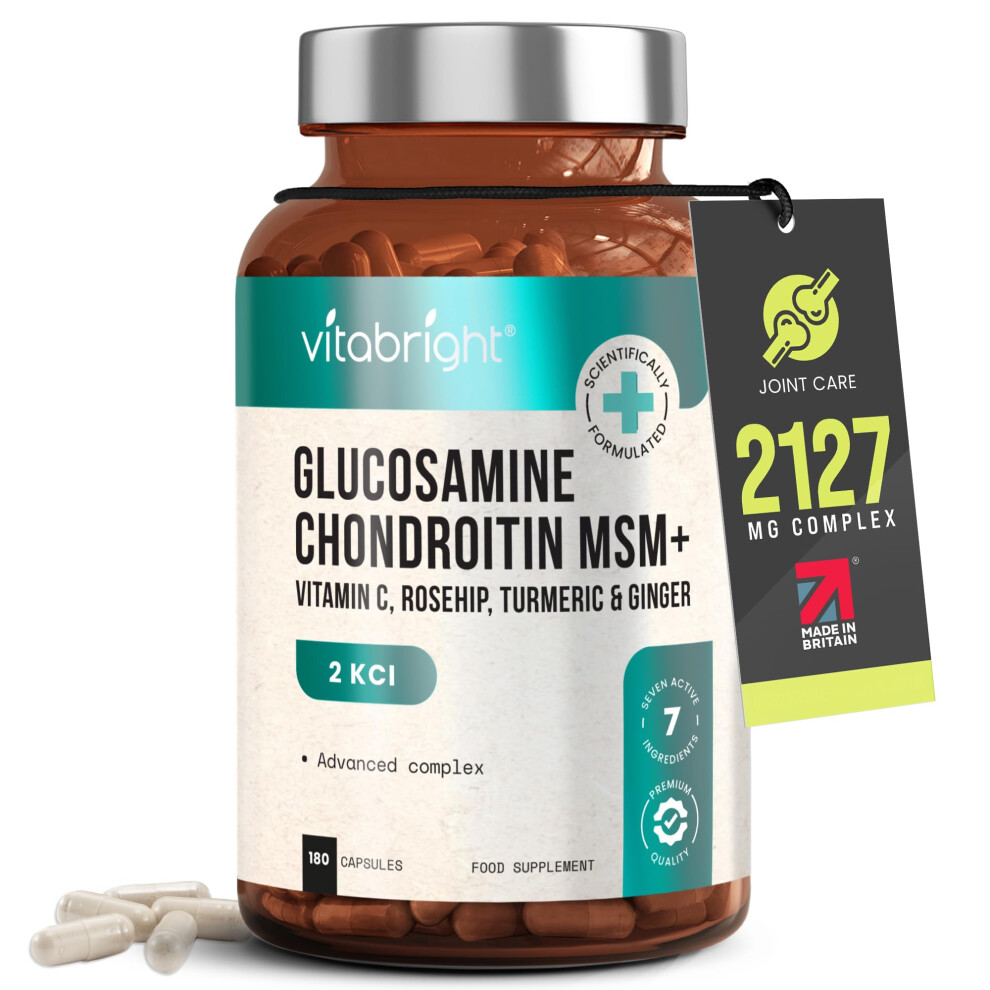 Vitabright Glucosamine And Chondroitin High Strength | 180 Capsules | 2127Mg Vitamin C, Msm, Chondroitin & Glucosamine Sulphate Combination Supplemen