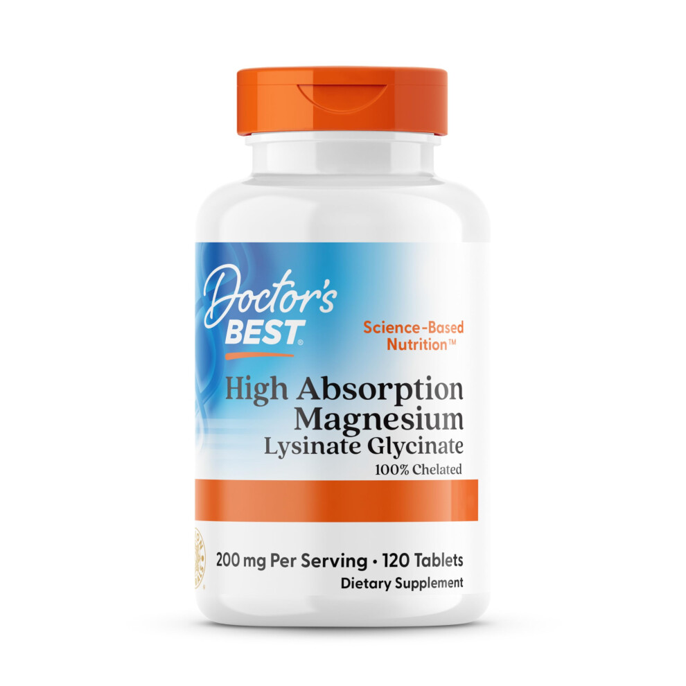 Doctor's Best , High Absorption Magnesium, 100% Chelated With Traacs, With Glycine And Lysine, 120 Vegan Tablets, Soya-Free, Gluten