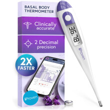 Digital Basal Thermometer, 1/100th Degree High Precision, Quick 60-Sec Reading, Memory Recall, Accurate BBT Thermometer for Natura