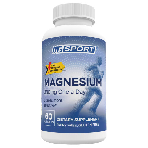 Magnesium Supplement Complex MGSPORT - High Absorption with Vitamins B6, D, E - Supports Muscle Function, 60 Servings