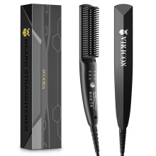 VIKICON Beard Straightener, 30s Quick Heated Beard Brush, Mini Heating Straightening Comb for Men, Ionic/Lightweight/Fast/Anti-sca