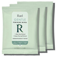 Rael Flushable Feminine Intimate Wipes - pH-Balanced, Unscented, Aloe Vera Extract, Safe for Sensitive Skin, Vegan & Cruelty Free,