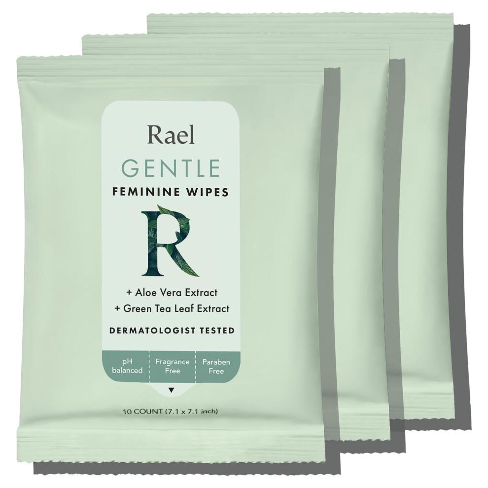 Rael Flushable Feminine Intimate Wipes - Ph-Balanced, Unscented, Aloe Vera Extract, Safe For Sensitive Skin, Vegan & Cruelty Free,