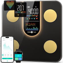 Runstar Scales for Body Weight, bathroom Scale with 8-in-1 VA Display, High Precision weighing Scale for Body Weight Heart Rate BMI Body Fat 22 Body