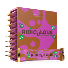 Ridiculous Vegan Protein Bar - Award Winning, Triple Chocolate Brownie, 9 Bars, 100% Plant Based & Palm Oil Free, High Protein - P