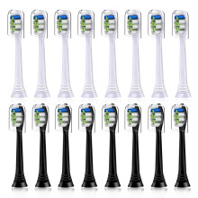 16 Pack Replacement Toothbrush Heads Compatible with Philips Sonicare Electric Toothbrush. 8er White and 8er Black