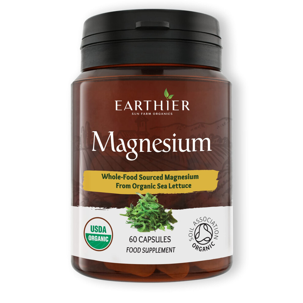 Earthier Organic Magnesium Whole Food Sourced & Certified By Soil Association Vegan Capsules