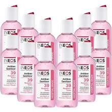 INEOS Mini Antibacterial Hand Sanitiser Gel 50ml - Rhubarb & Tonka - Hospital Grade Disinfectant, Eliminates 99.9% of Viruses and Bacteria, 12 x 50ml