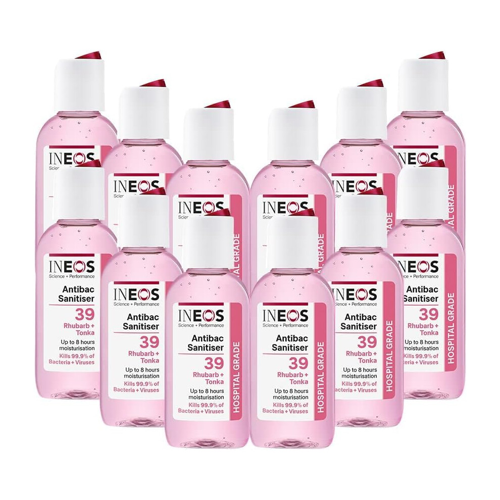 Ineos Mini Antibacterial Hand Sanitiser Gel 50Ml - Rhubarb & Tonka - Hospital Grade Disinfectant, Eliminates 99.9% Of Viruses And