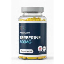 Pure Vitality Berberine HCL 500mg – 60 Vegan Capsules – 98% Purity – High Strength Formula – UK GMP Certified Manufacturer