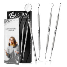 OCBA Plaque Remover Teeth Cleaning Tool 4 Pcs Dental Care Kit Tooth Filling Repair Set Stainless Steel Dental Tools for Men Women