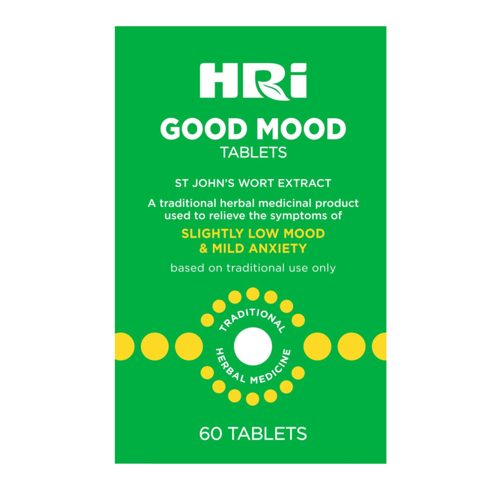 Hri Good Mood 60 Tablets - To Relieve The Symptoms Of Slightly Low Mood And Mild Anxiety - 334 Mg Of St John's Wort Extract, Equiv