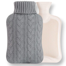 Hot Water Bottle with Knitted Cover – 2L Rubber Hot Water Bag for Hot & Cold Compress | Pain Relief for Neck, Shoulders, Back, Cra