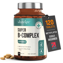 Vitamin B Complex High Strength Methylated B Vitamins | B6 Vitamins with Folate & B12 Supplements | Complete Complex with 12 Active Nutrients | Not L