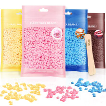 Hard Wax Beads, Hard Wax Beans 400g Hard Wax Hair Removal with 10 Pcs Wood Sticks - Painless at Home for Woman Men for Full Body B