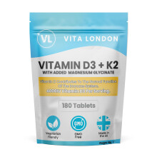 Vitamin D3 4000 iu & Vitamin K2 MK7 100μg Tablets | with Added Magnesium Glycinate | High Strength VIT D Supplement | 180 Tablets