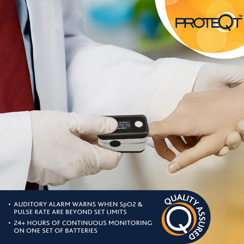Proteqt Fingertip Pulse Oximeter, Rapid and Accurate Readings, Effectively Measuring SpO2, Multi-Function with HD OLED Screen & Reminder 2